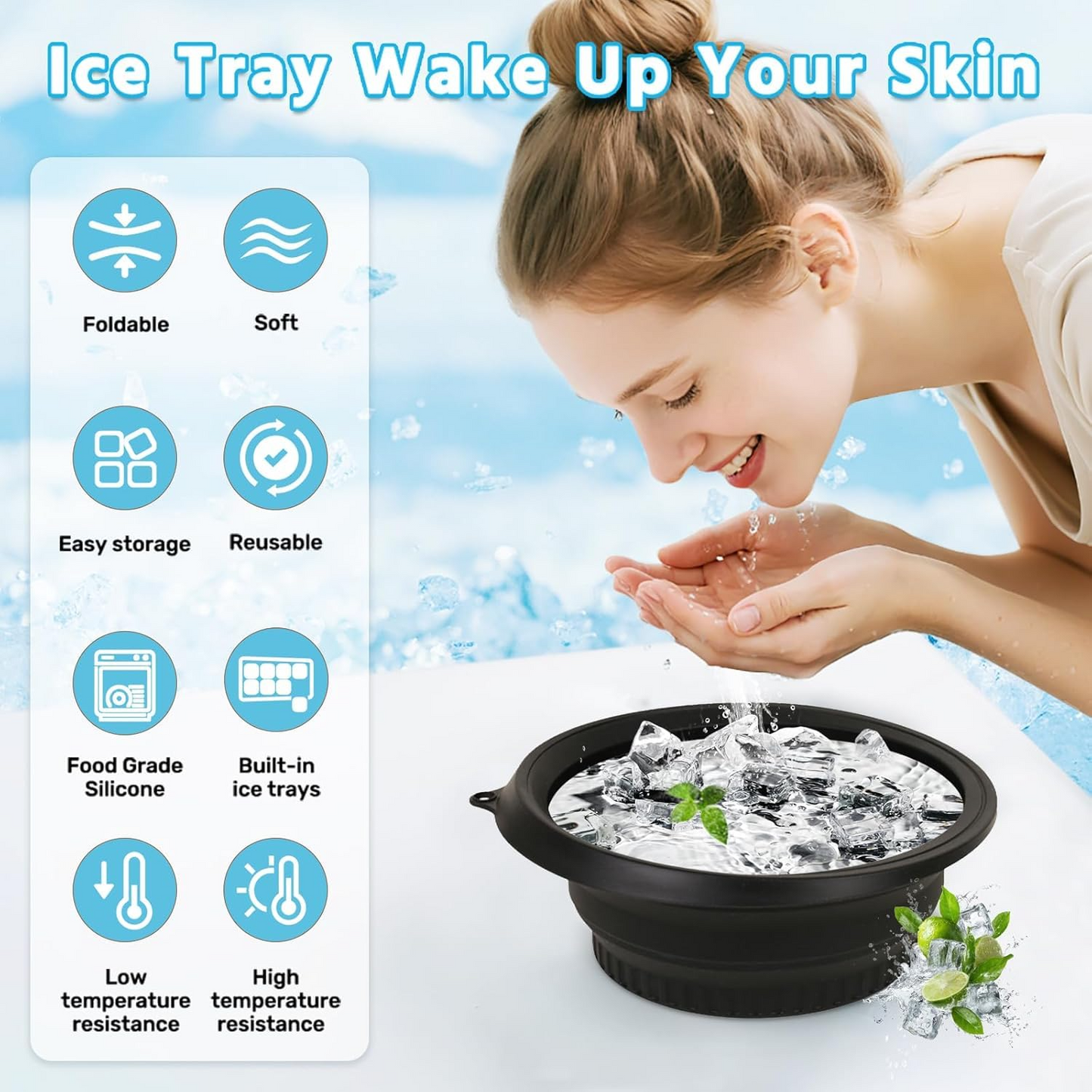 Aspiral Silicone Face Bowl for Ice with Built-In Icetray | Cold Plunge Therapy, Skin Tightening & Acne Relief – Portable Spa Tool for Home & Travel