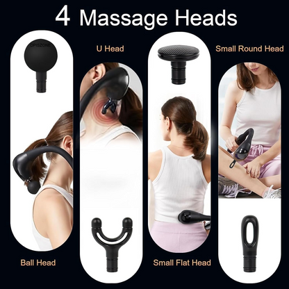 Aspiral Deep Tissue Electric Body Massager Gun with 4 Massage Heads | Full Body Pain Relief Device | Adjustable Speed & Flexible Handle