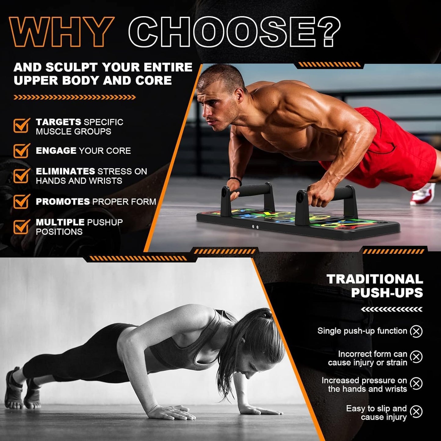 Aspiral 4-in-1 Color-Coded Push Up Board – Professional Home Gym Chest & Upper Body Workout System