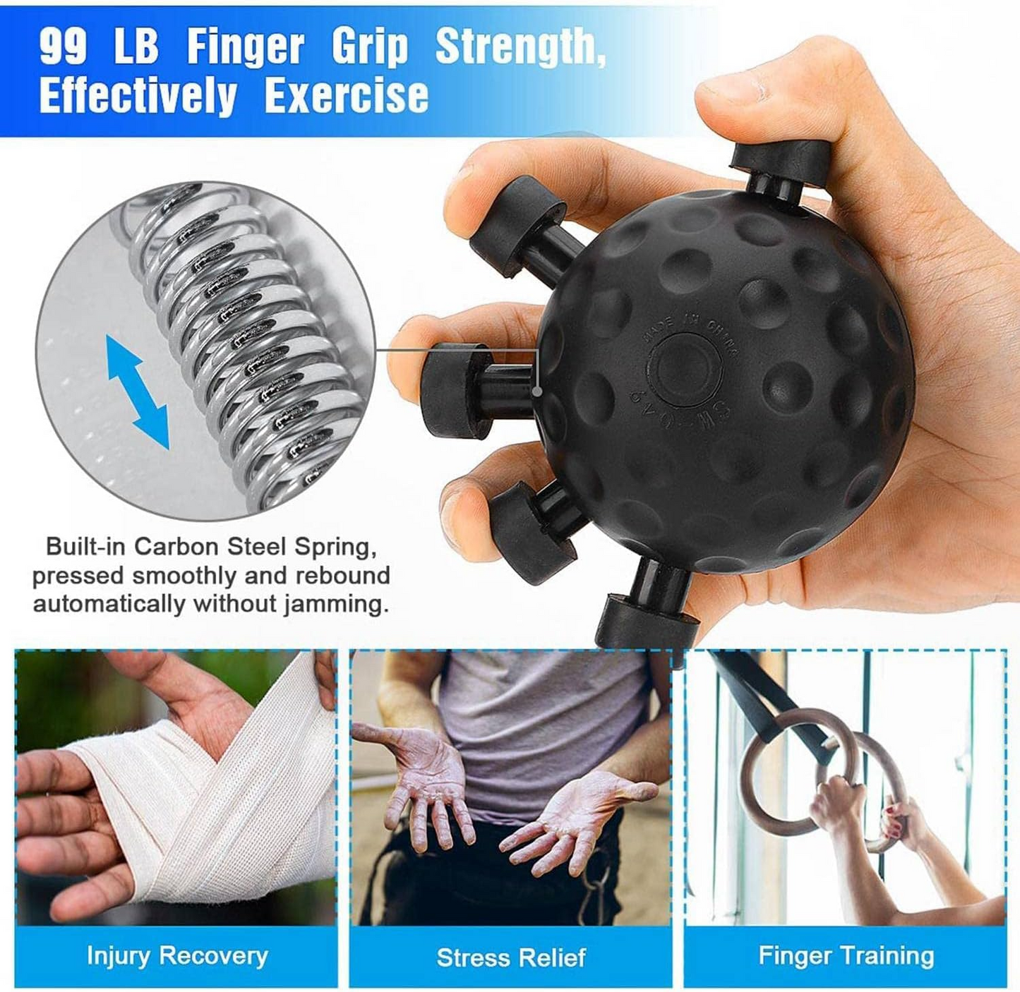 Aspiral Eagle Claw Finger Grip Strengthener 99LB | Hand Grip Strength Trainer Ball | Finger & Forearm Exercise Tool for Gym, Recovery & Stress Relief