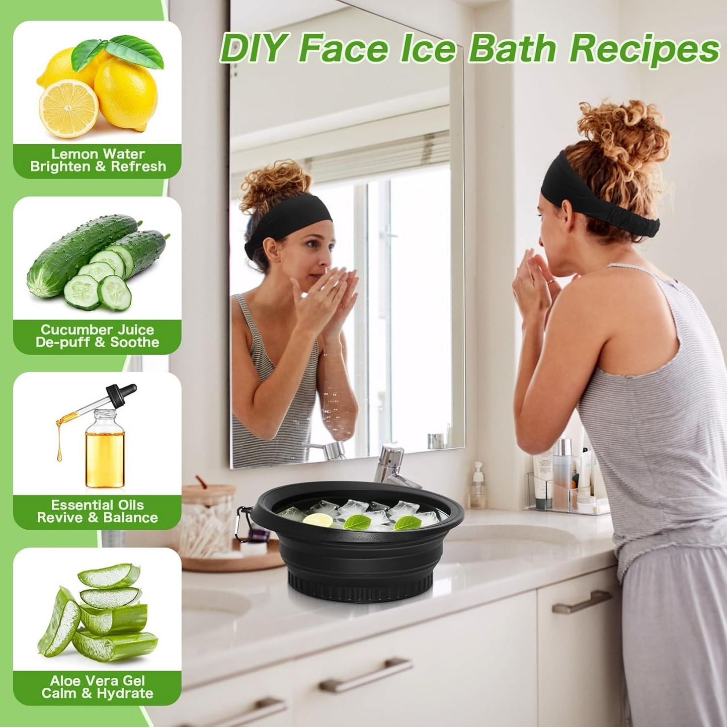Aspiral Silicone Face Bowl for Ice with Built-In Icetray | Cold Plunge Therapy, Skin Tightening & Acne Relief – Portable Spa Tool for Home & Travel