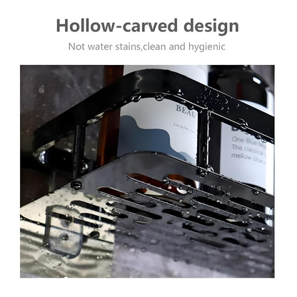 Aspiral Premium Space Aluminum Bathroom Wall Shelf Set of 2 | Heavy-Duty No-Drill Adhesive Rack