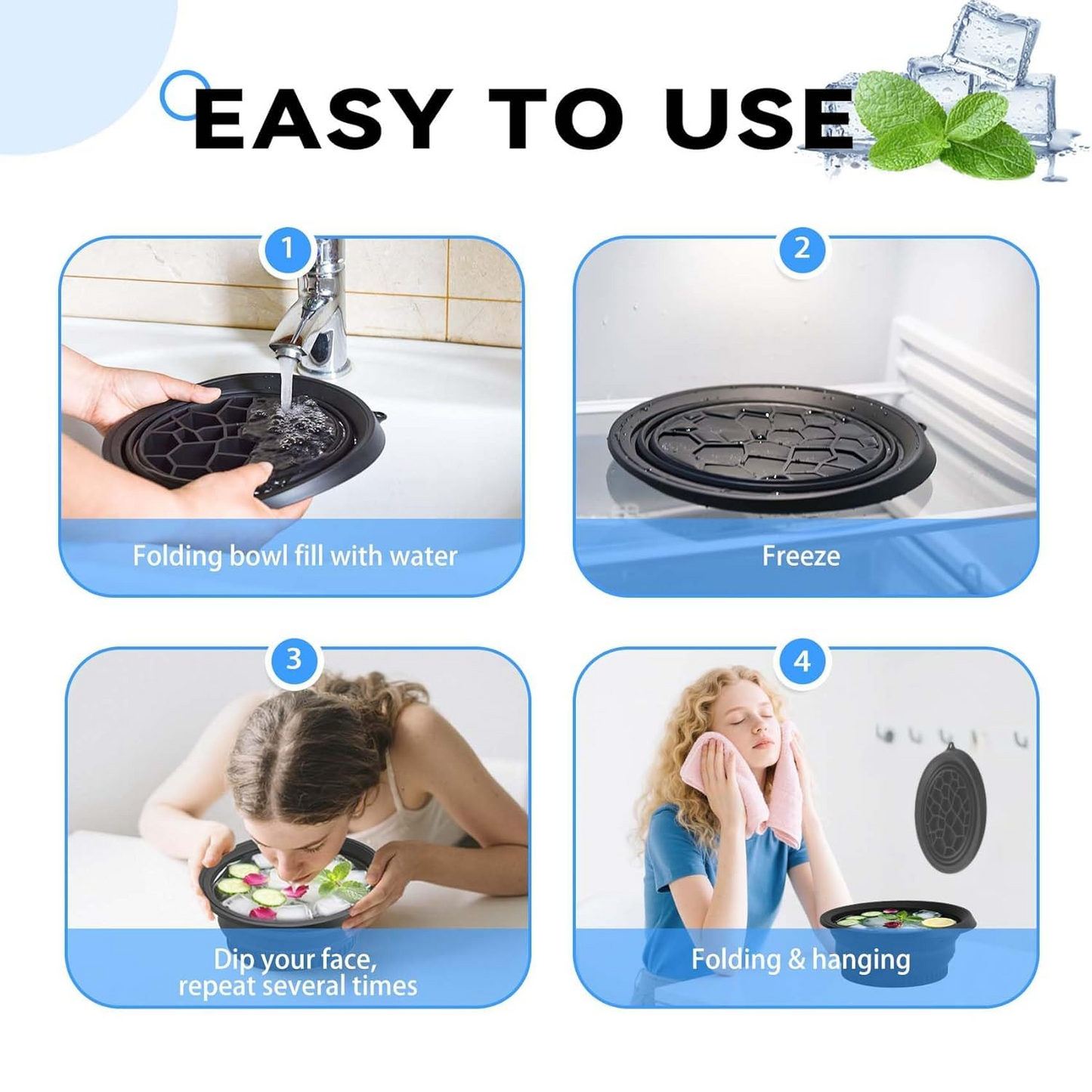 Aspiral Silicone Face Bowl for Ice with Built-In Icetray | Cold Plunge Therapy, Skin Tightening & Acne Relief – Portable Spa Tool for Home & Travel