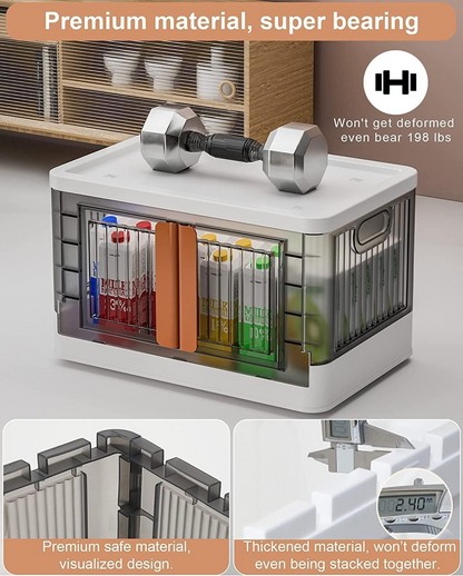 Aspiral Foldable Stackable Plastic Storage Box with Front-Opening Doors & Locking Buckle