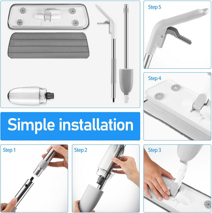 Aspiral Premium 2-in-1 Spray Floor Mop with 400ml Refillable Bottle | Microfiber Flat Mop for Home Cleaning | Suitable for Tiles, Marble, Hardwood & All Surfaces