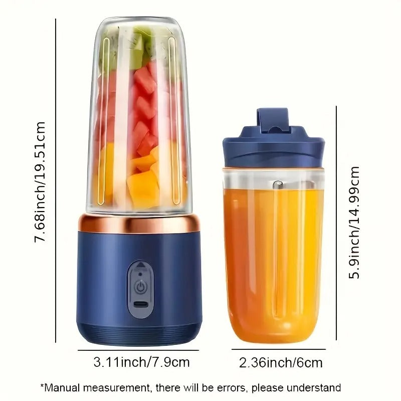 Aspiral Portable USB Rechargeable Mini Blender with Safety Lock & Dual Cups – For Juice, Smoothies & Shakes