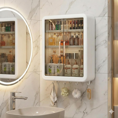 Aspiral Wall-Mounted Multi-Purpose Storage Cabinet with Transparent Doors & Hanging Hooks