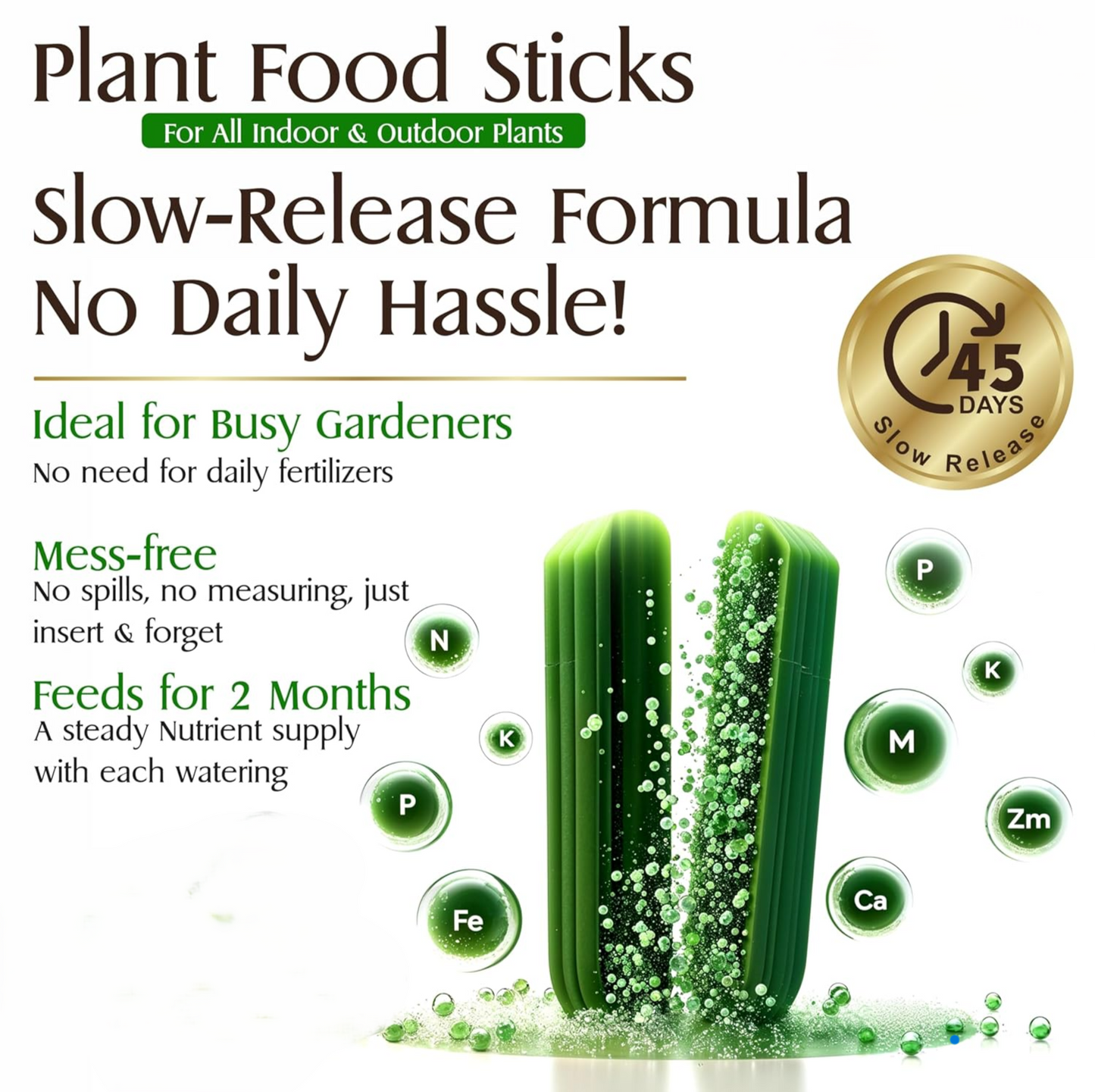 Aspiral Fertilizer Sticks for Potted Plants (25 Sticks) – 45 Days Plant Food for Indoor & Outdoor Pots | Mess-Free Nutrient Boost with Essential NPK & Micronutrients