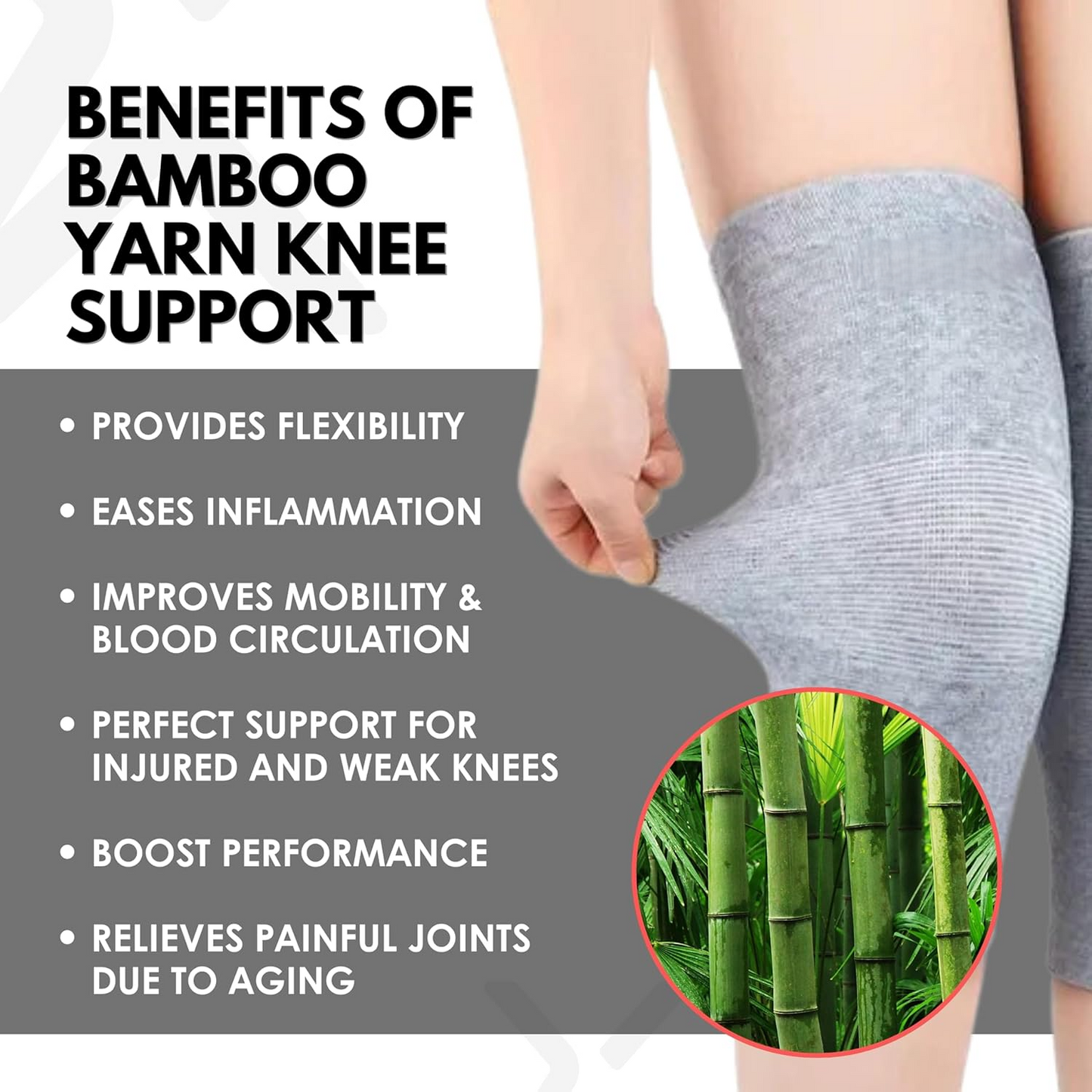 Aspiral Knee Warmer Support - Breathable Bamboo Knee Cap Brace for Pain Relief & Injury Protection