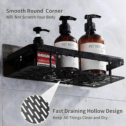 Aspiral Premium Space Aluminum Bathroom Wall Shelf Set of 2 | Heavy-Duty No-Drill Adhesive Rack