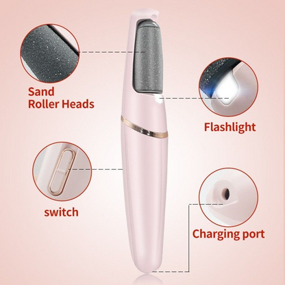 Aspiral Rechargeable Electric Callus Remover for Feet | Waterproof 2-Speed Pedicure Foot Grinder with LED Light