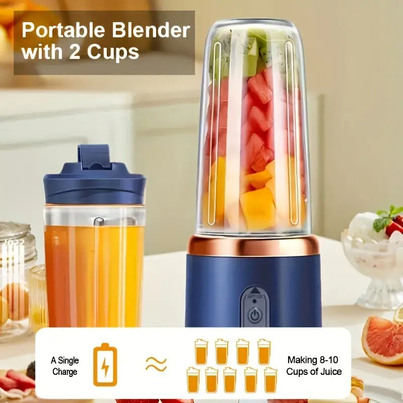 Aspiral Portable USB Rechargeable Mini Blender with Safety Lock & Dual Cups – For Juice, Smoothies & Shakes