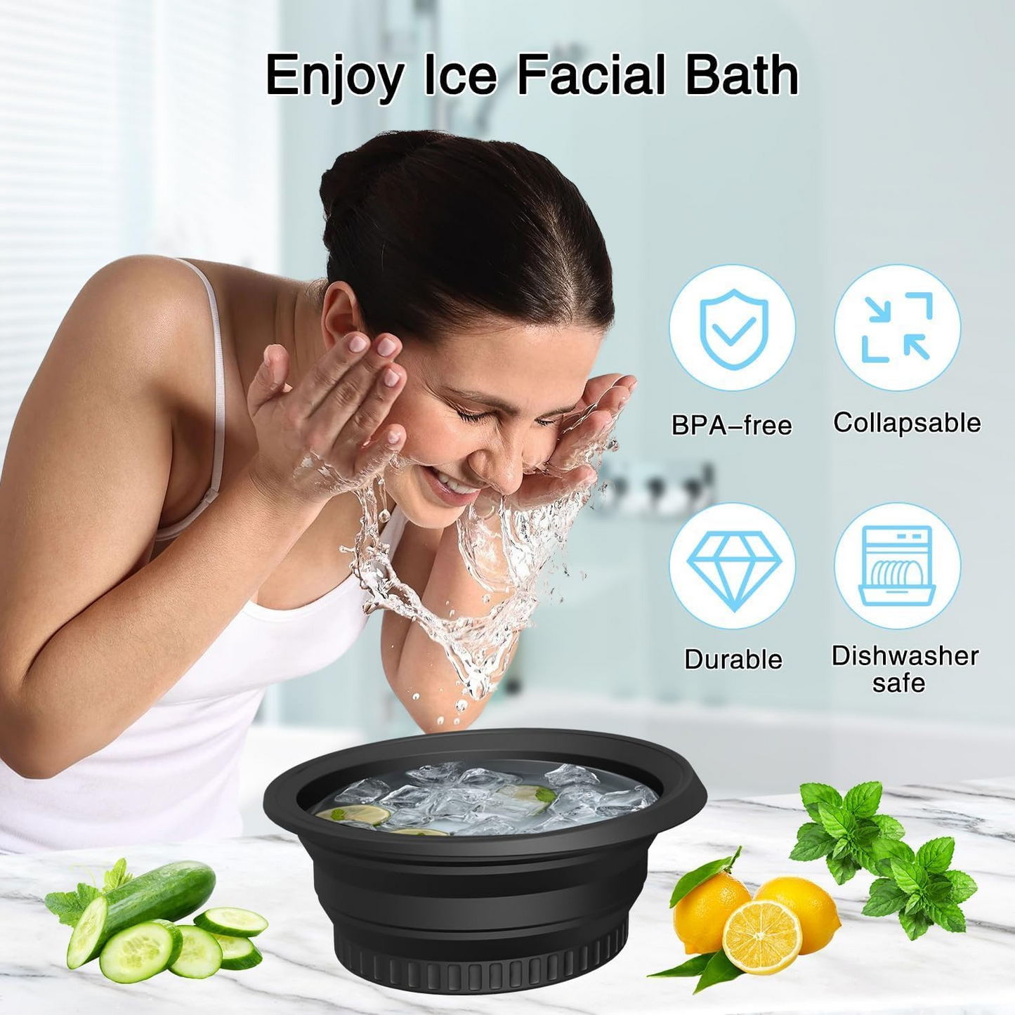 Aspiral Silicone Face Bowl for Ice with Built-In Icetray | Cold Plunge Therapy, Skin Tightening & Acne Relief – Portable Spa Tool for Home & Travel