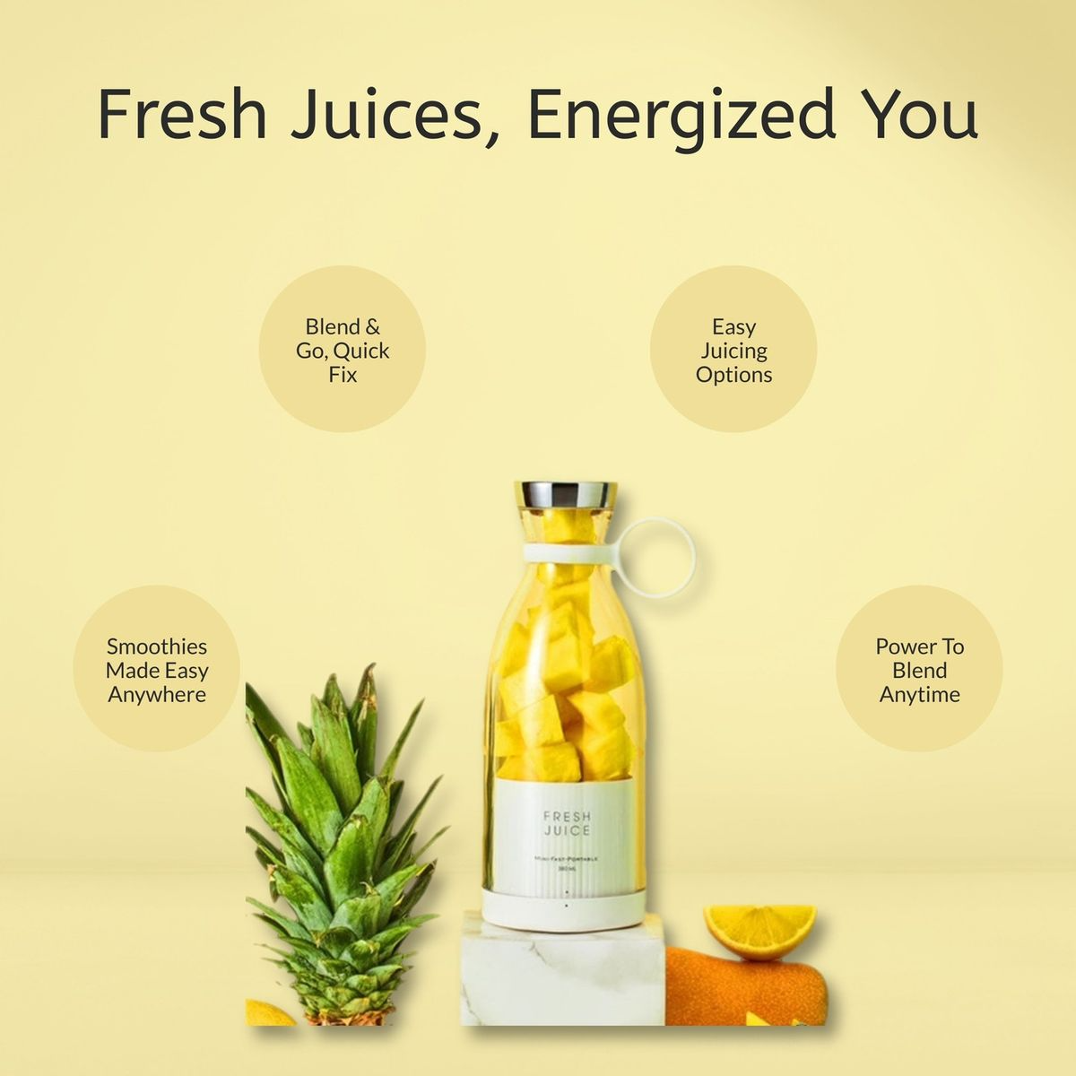 Aspiral Wireless Portable Blender Bottle | 50W Powerful Mini Fruit Juicer for Smoothies, Milkshakes & Baby Food