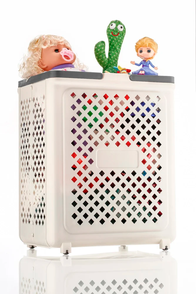 Aspiral Multipurpose Foldable Laundry Basket with Wheels and Handles - Space-Saving Clothes Storage Basket for Home (45 Liter Capacity)