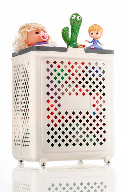 Aspiral Multipurpose Foldable Laundry Basket with Wheels and Handles - Space-Saving Clothes Storage Basket for Home (45 Liter Capacity)