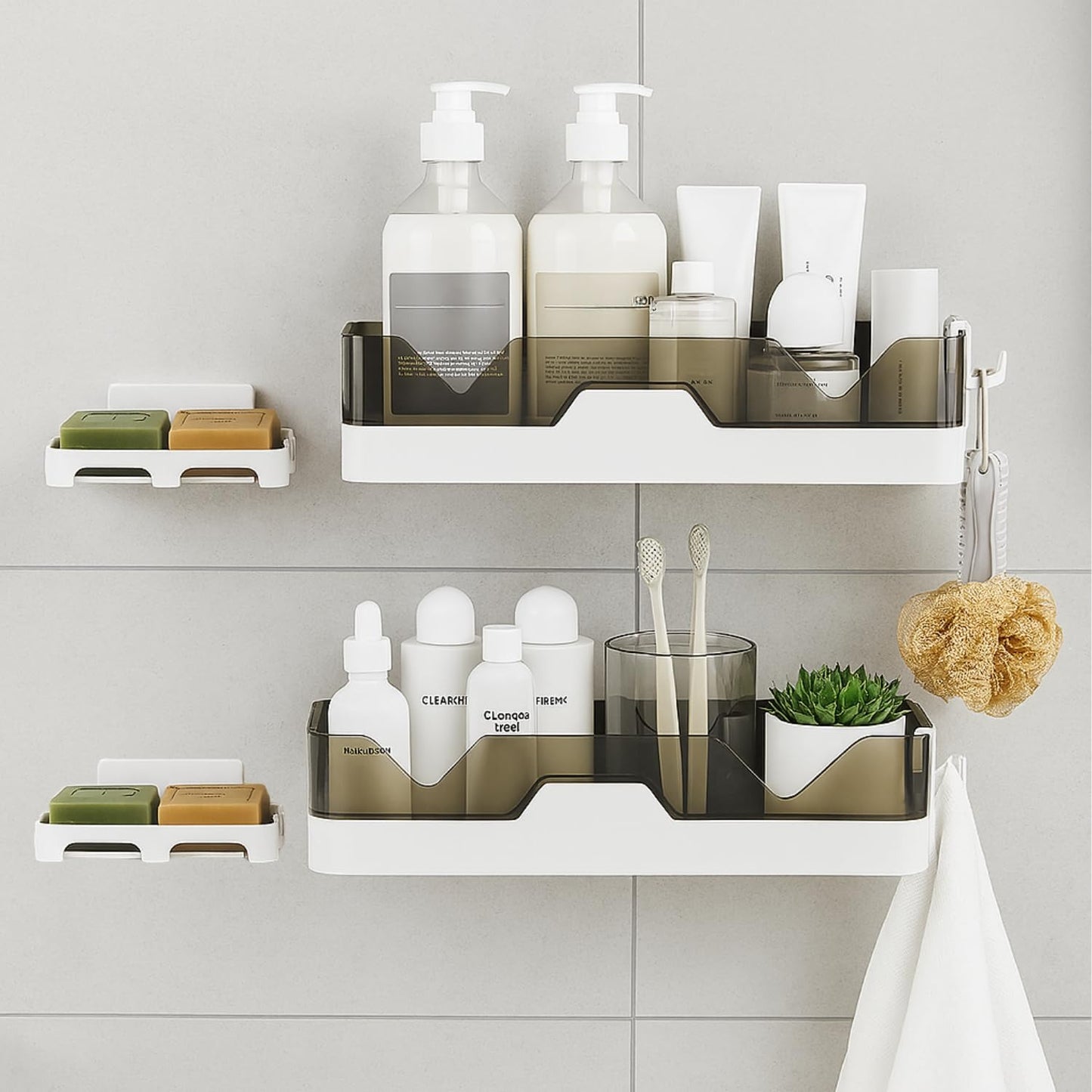 Aspiral Premium Wall-Mounted Bathroom Storage Rack - No-Drill Organizer Shelf