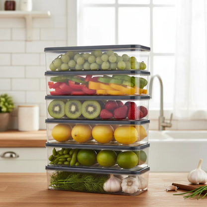 Aspiral Air Tight Plastic Storage Containers Set for Kitchen | Leak-Proof, Durable, and Space-Saving (1200 ML , Pack of 6)